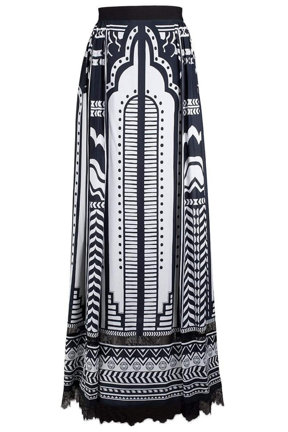 ELIE SAAB-Printed Silk Long Skirt-