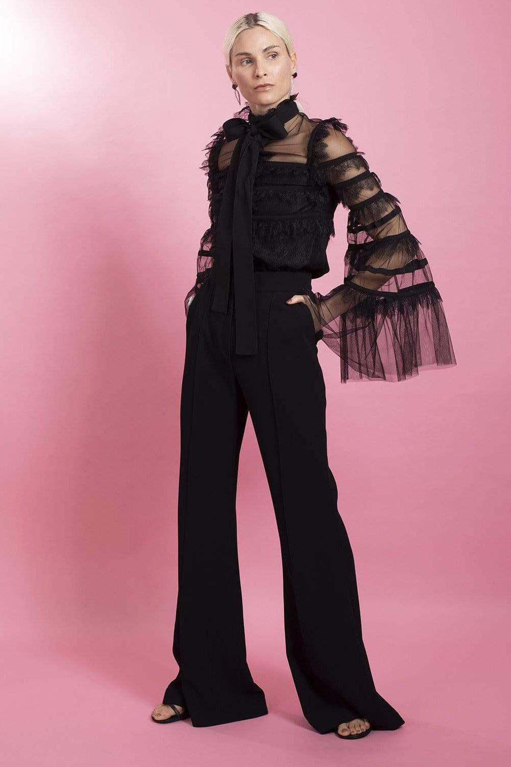 ELIE SAAB-Tulle And Lace Blouse-