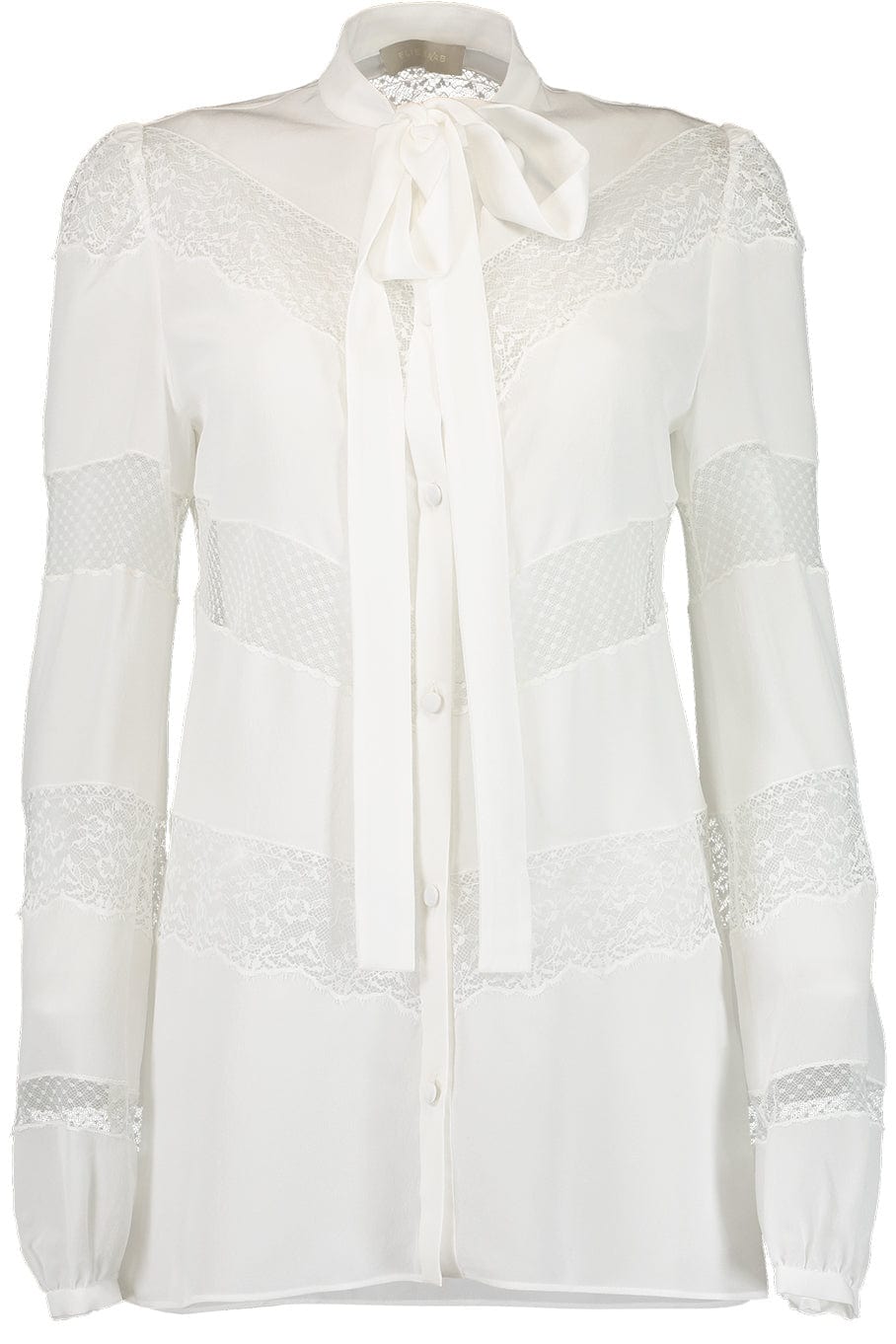 ELIE SAAB-Crepe De Chine Lace Shirt-