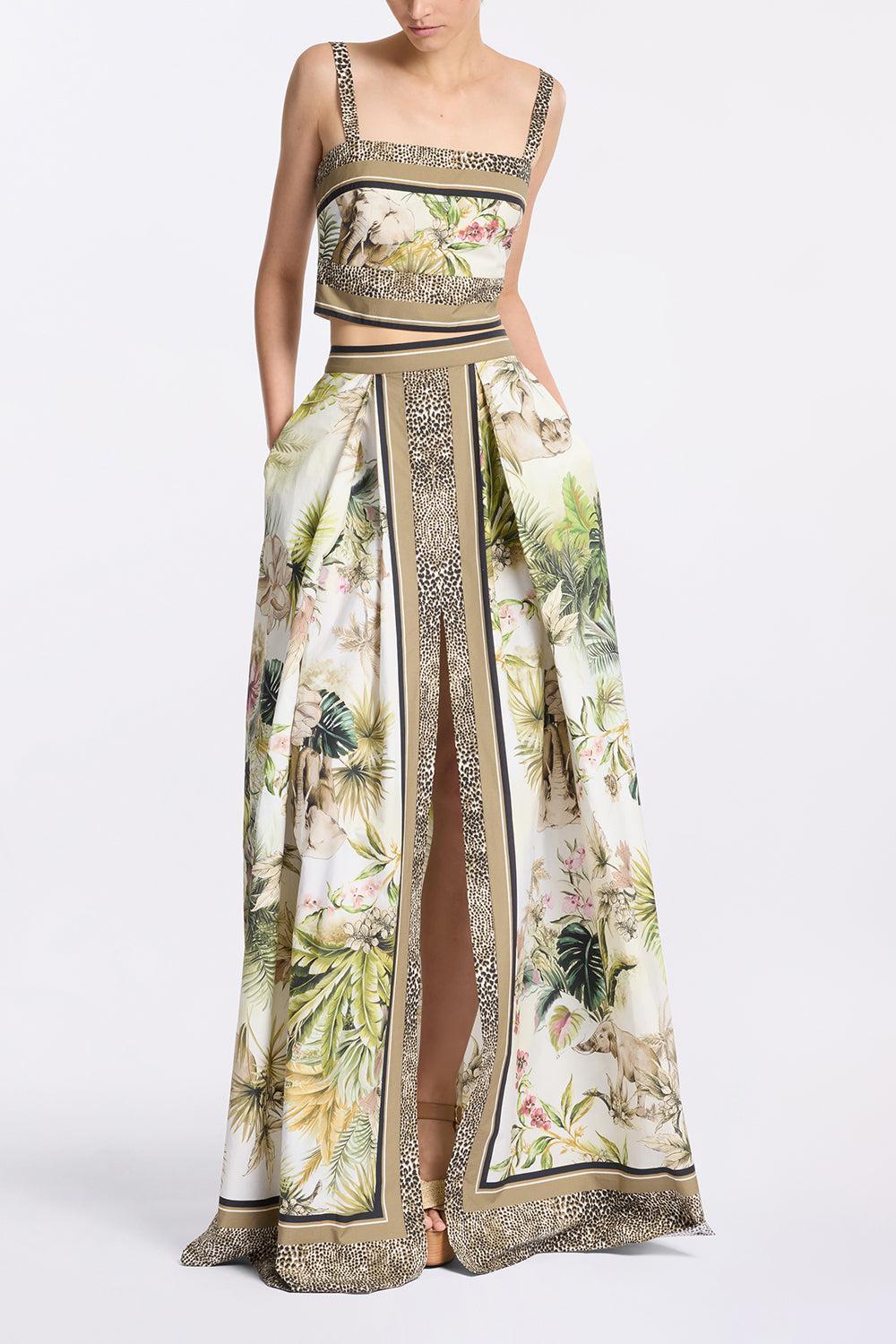 Printed Cotton Crop Top-FOULARD-36-CLOTHINGTOPTANK-ELIE SAAB