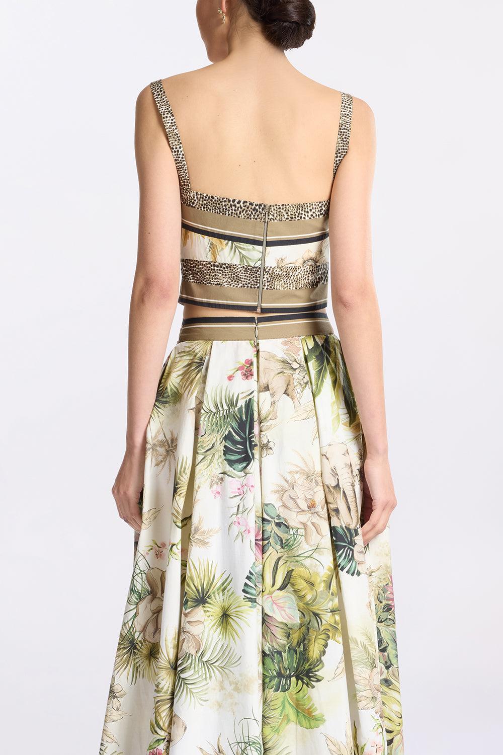 Printed Cotton Crop Top-FOULARD-36-CLOTHINGTOPTANK-ELIE SAAB