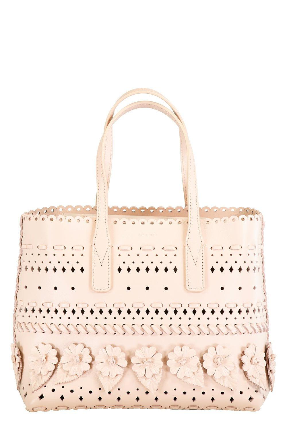 ELIE SAAB-Small Leather Tote - Pale Blush-PLEBLUSH