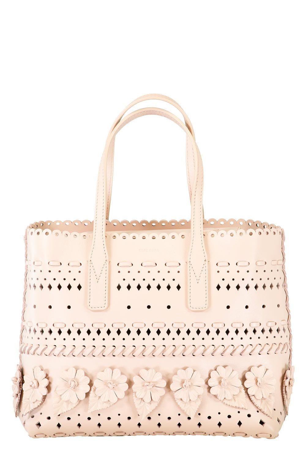ELIE SAAB-Small Leather Tote - Pale Blush-PLEBLUSH