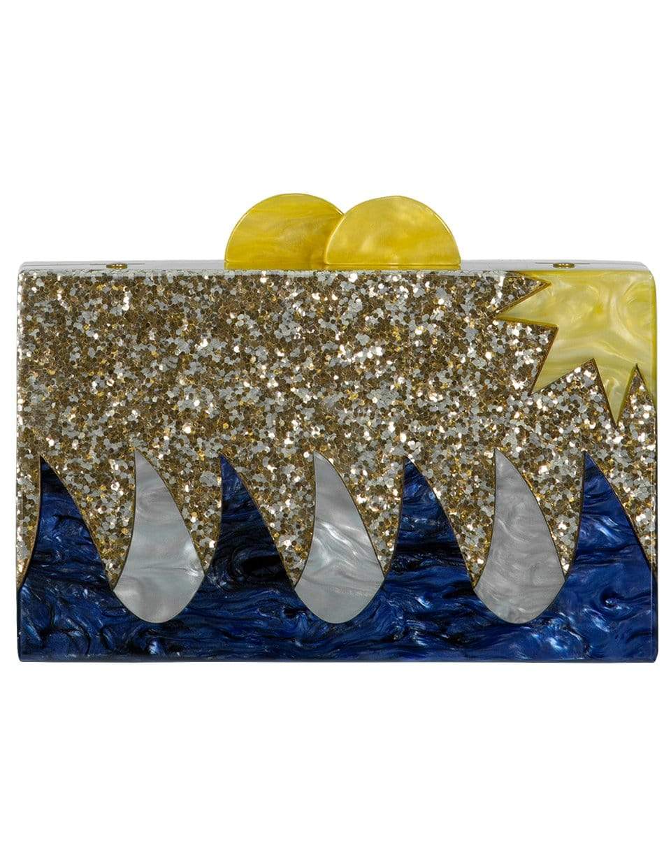 ELIZABETH SUTTON-Sea Vibes Acrylic Glitter Clutch-BLU/YLLW