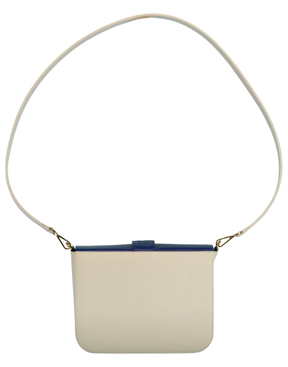 ELIZABETH SUTTON-Blue Croco Effect Leather Flap Bag-CRM/NVY