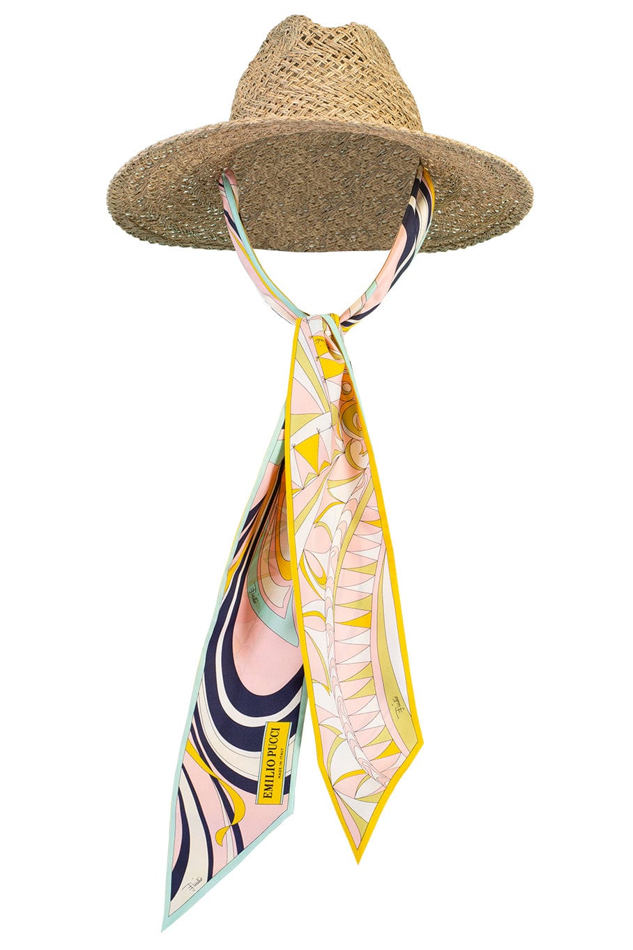 EMILIO PUCCI-Straw Hat With Silk Scarf-NATURAL