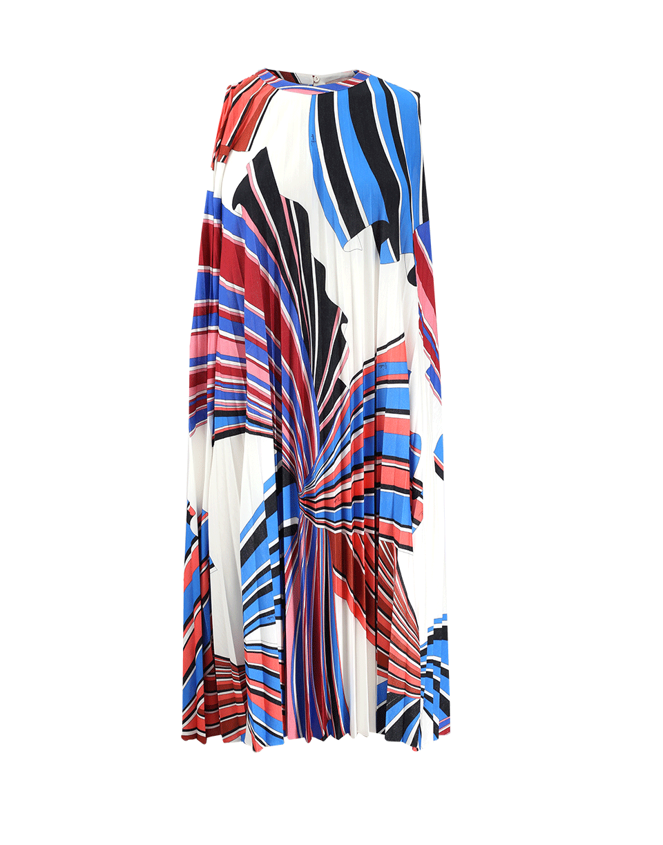 EMILIO PUCCI-Pleated Jersey Print Dress-BIANCO