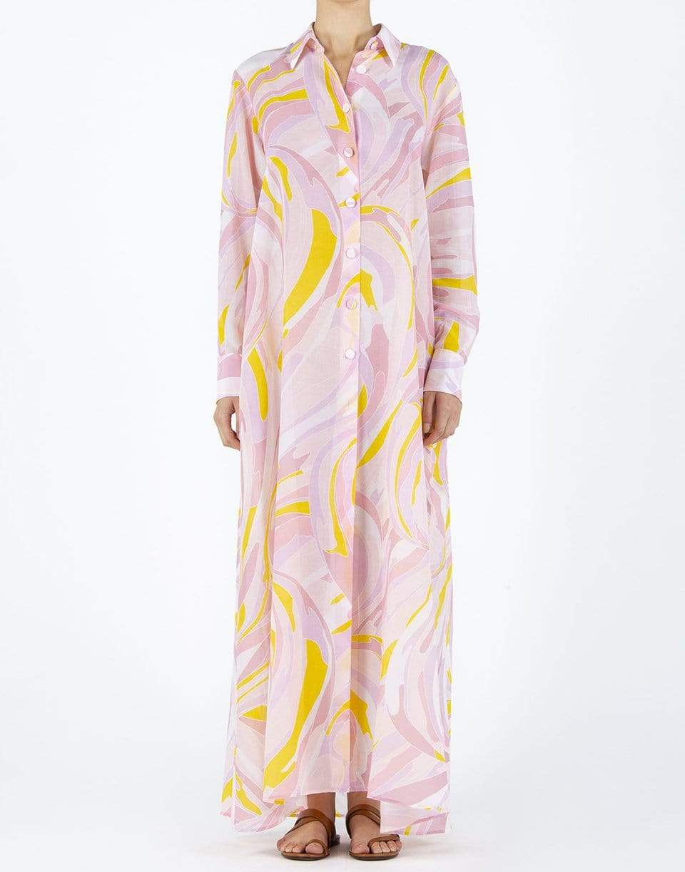 EMILIO PUCCI-Vetrate Print Maxi Shirt Dress-