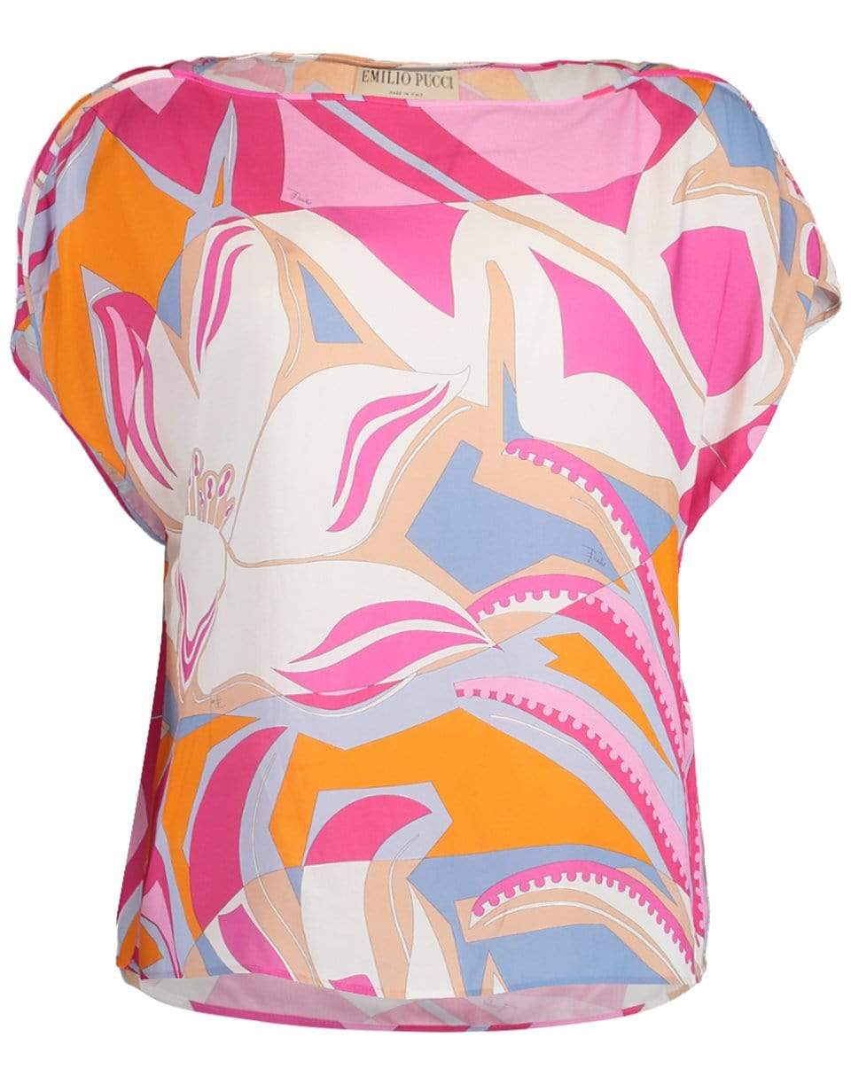 EMILIO PUCCI-Short Sleeve Boatneck Top-