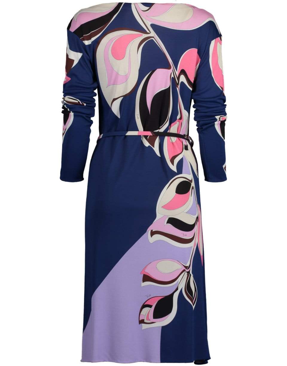 EMILIO PUCCI-Belted Boatneck Print Dress-
