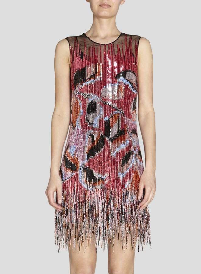 EMILIO PUCCI-Beaded Shift Dress-PINK