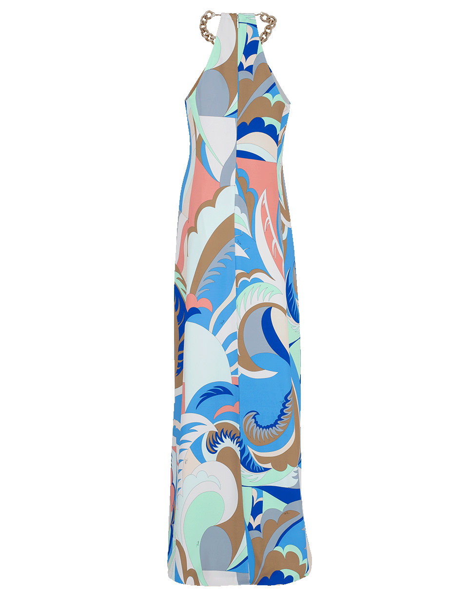 EMILIO PUCCI-Chain Neck Halter Maxi Dress-TALPA