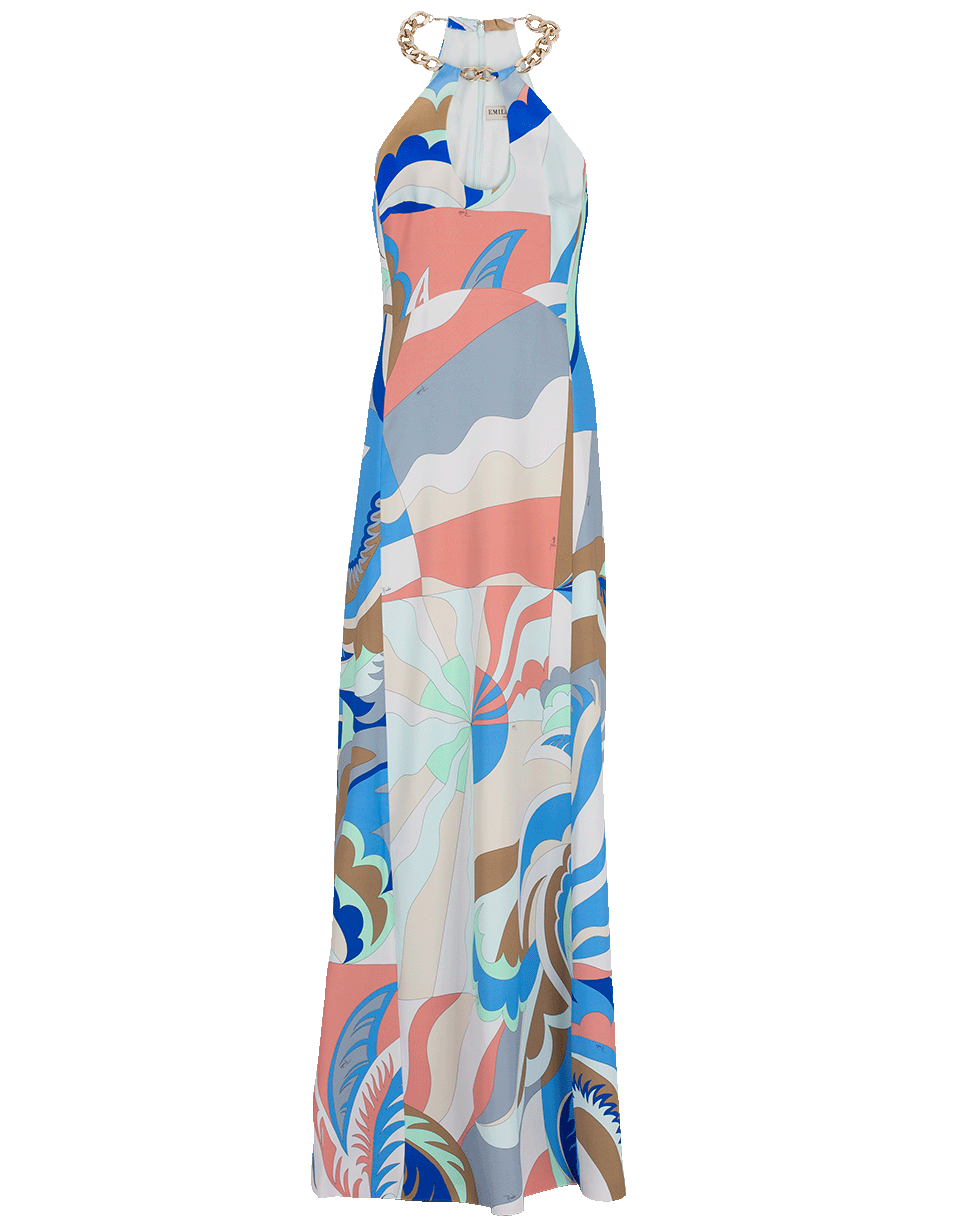 EMILIO PUCCI-Chain Neck Halter Maxi Dress-TALPA