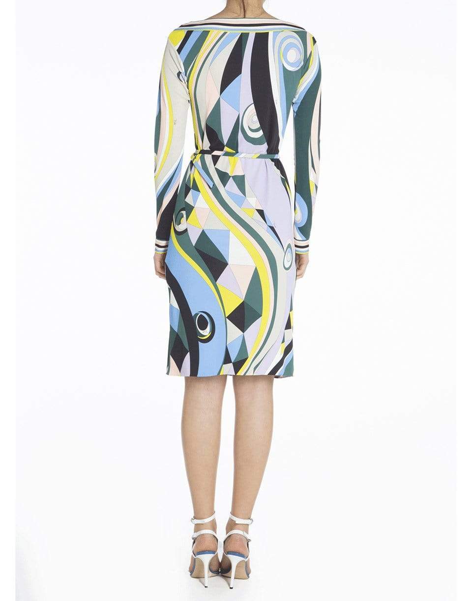 EMILIO PUCCI-Long Sleeve Belted Print Dress-