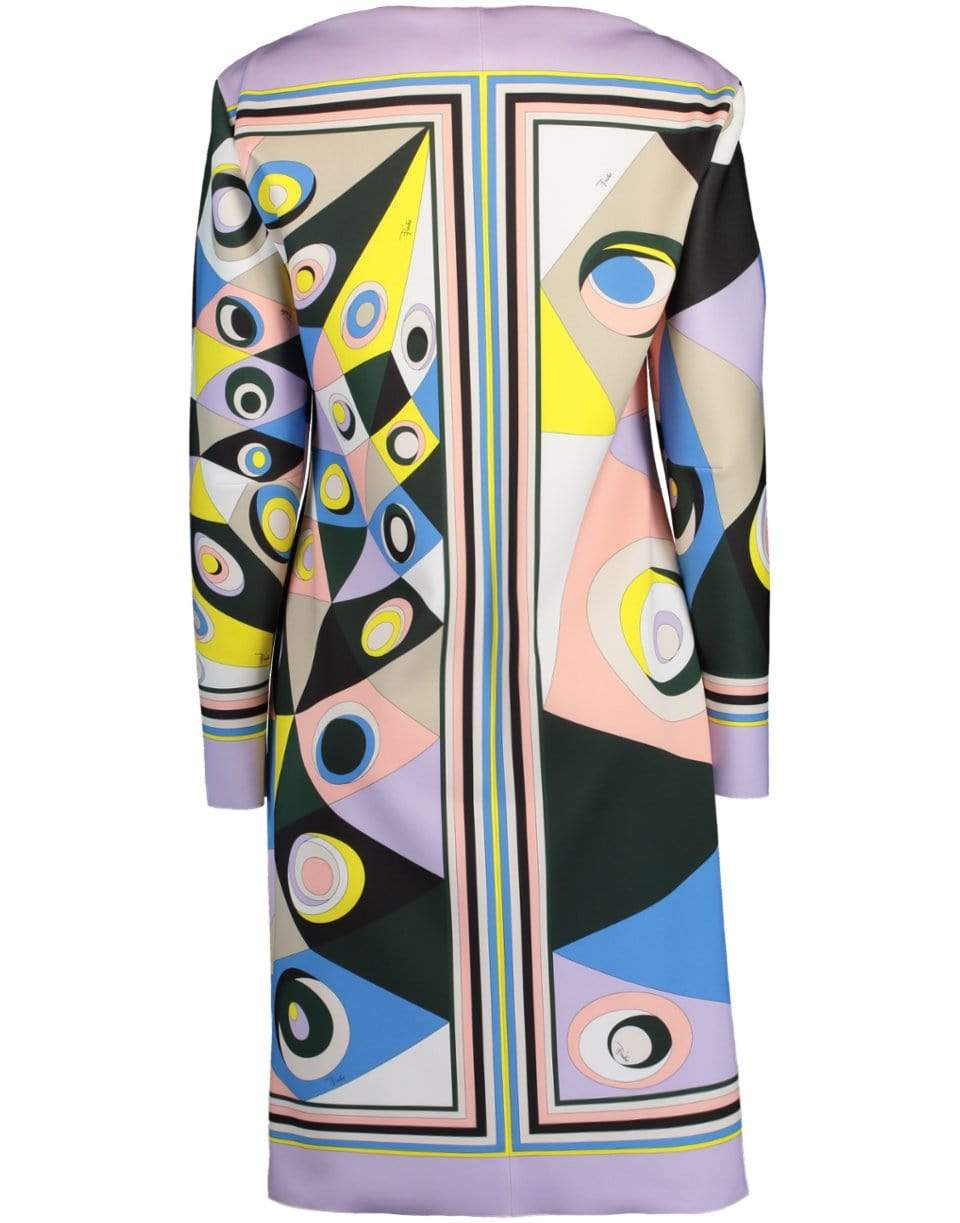 EMILIO PUCCI-Verde Long Sleeve Boatneck Printed Dress-