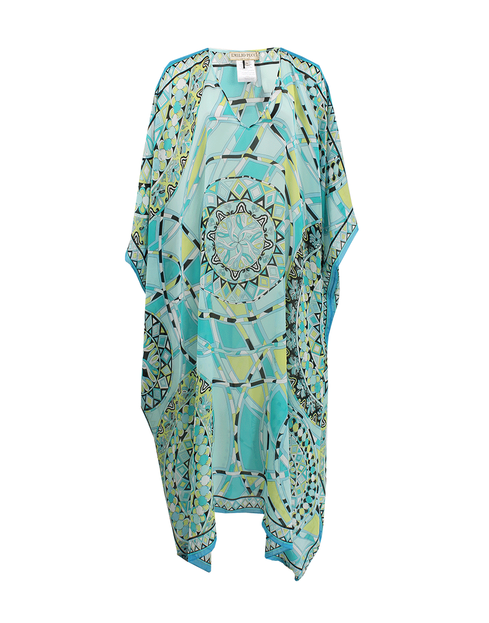 EMILIO PUCCI-Cold Shoulder Long Print Caftan-AQUA
