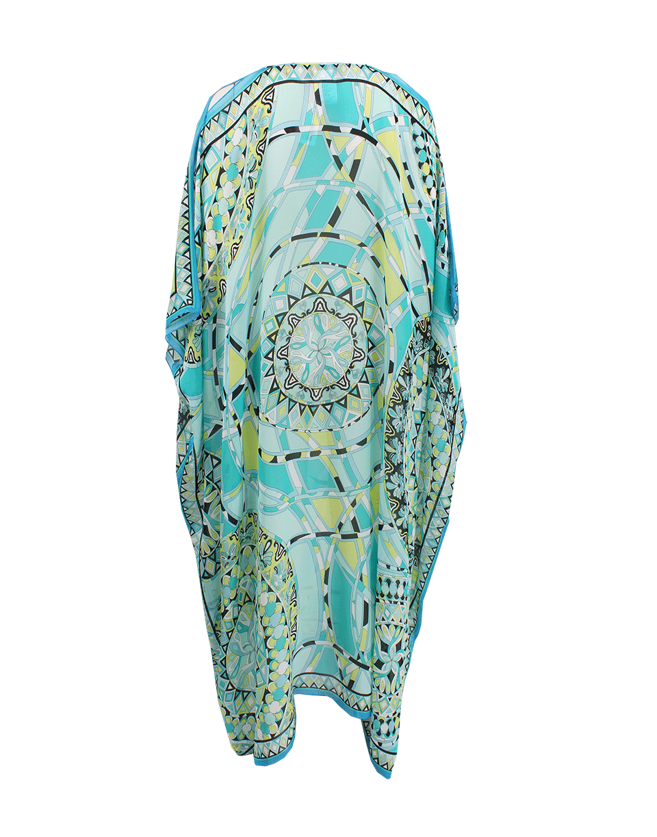 EMILIO PUCCI-Cold Shoulder Long Print Caftan-AQUA
