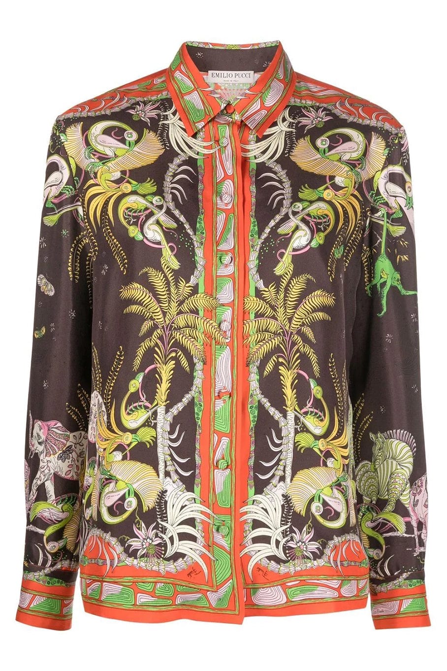EMILIO PUCCI-Printed Long Sleeve Button Front Shirt-
