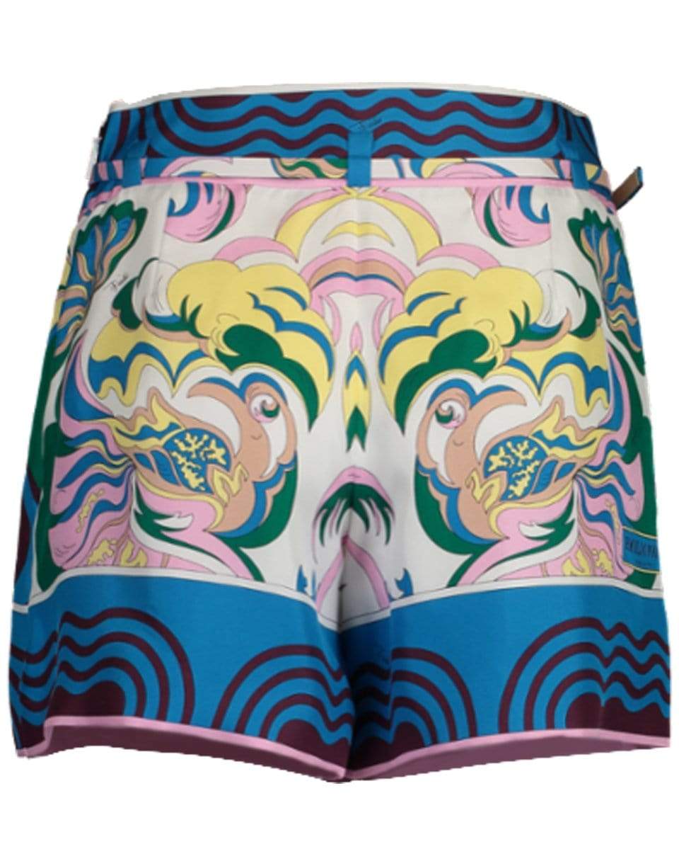 EMILIO PUCCI-Belted Print Short-PRUN/TRQ