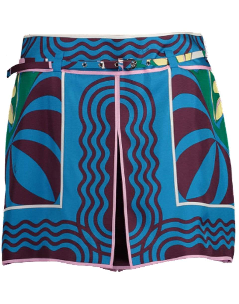 EMILIO PUCCI-Belted Print Short-PRUN/TRQ