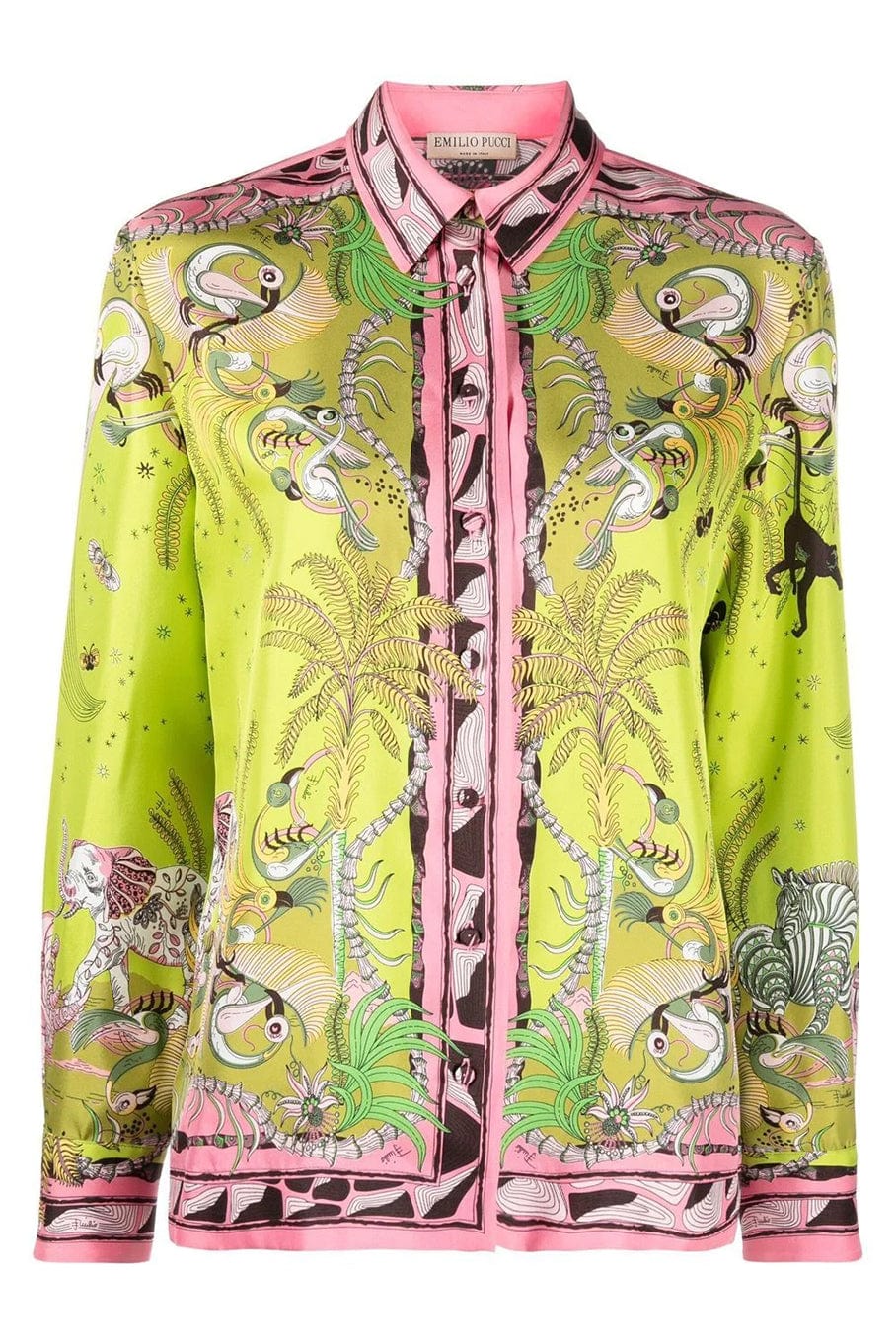 EMILIO PUCCI-Print Long Sleeve Collared Shirt-