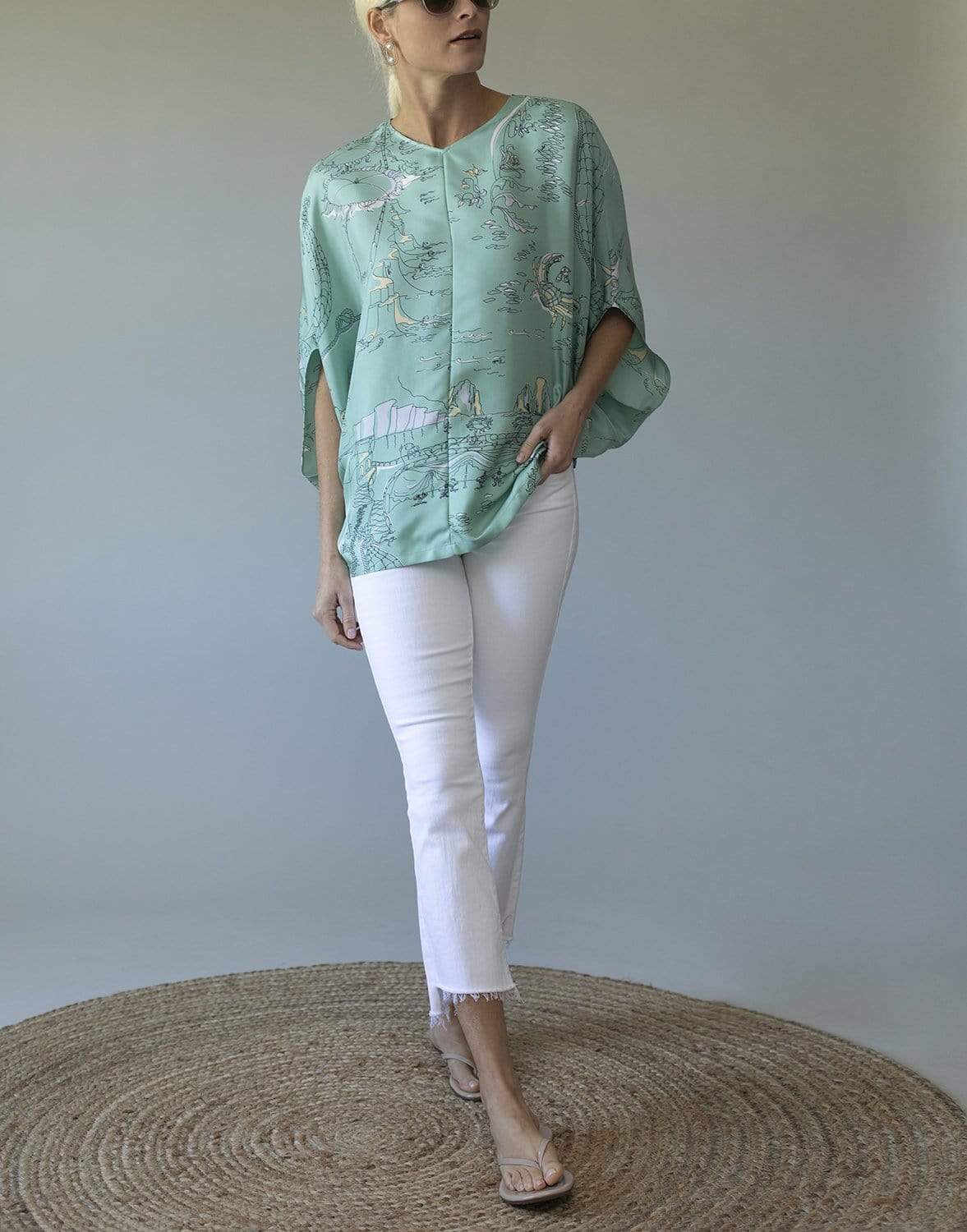 EMILIO PUCCI-La Canzone Del Mare Print Silk Dolman Sleeve Top-