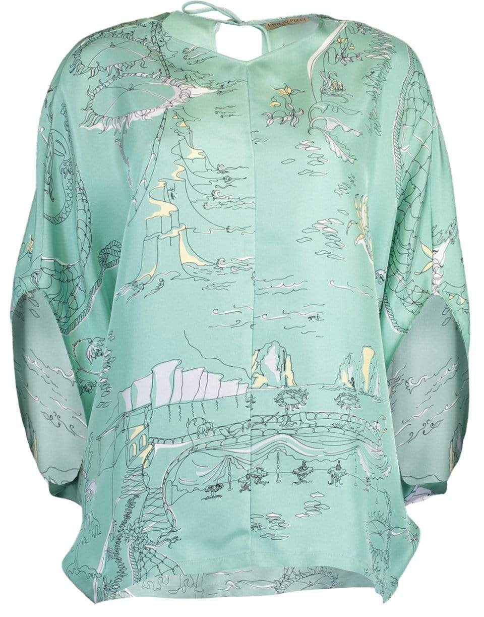 EMILIO PUCCI-La Canzone Del Mare Print Silk Dolman Sleeve Top-