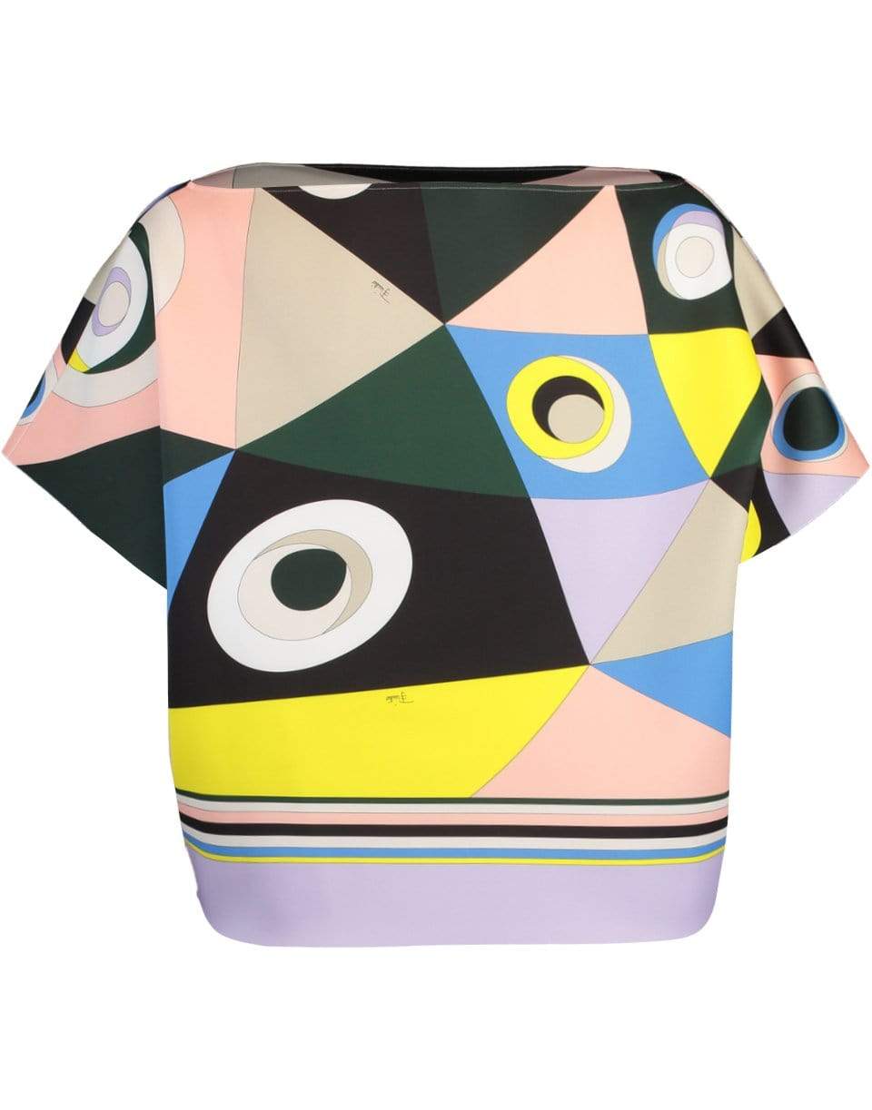 EMILIO PUCCI-Verde Short Sleeve Printed Boxy Blouse-