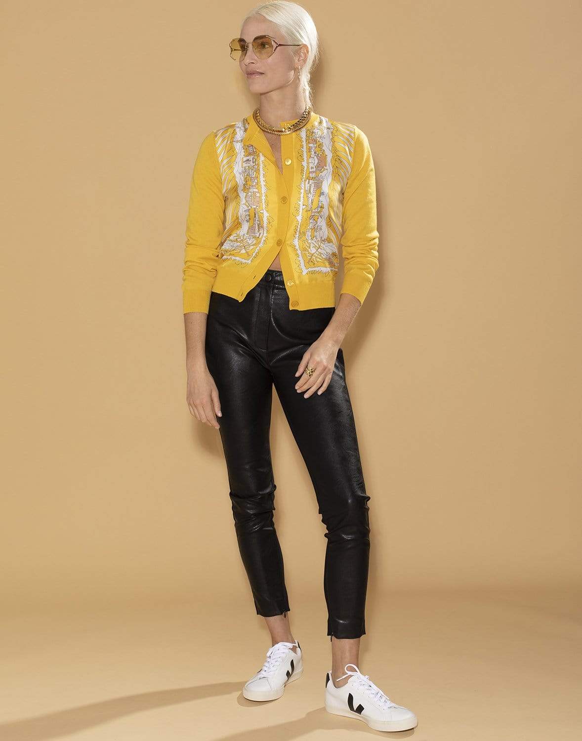 EMILIO PUCCI-Long Sleeve Silk Front Cardigan-