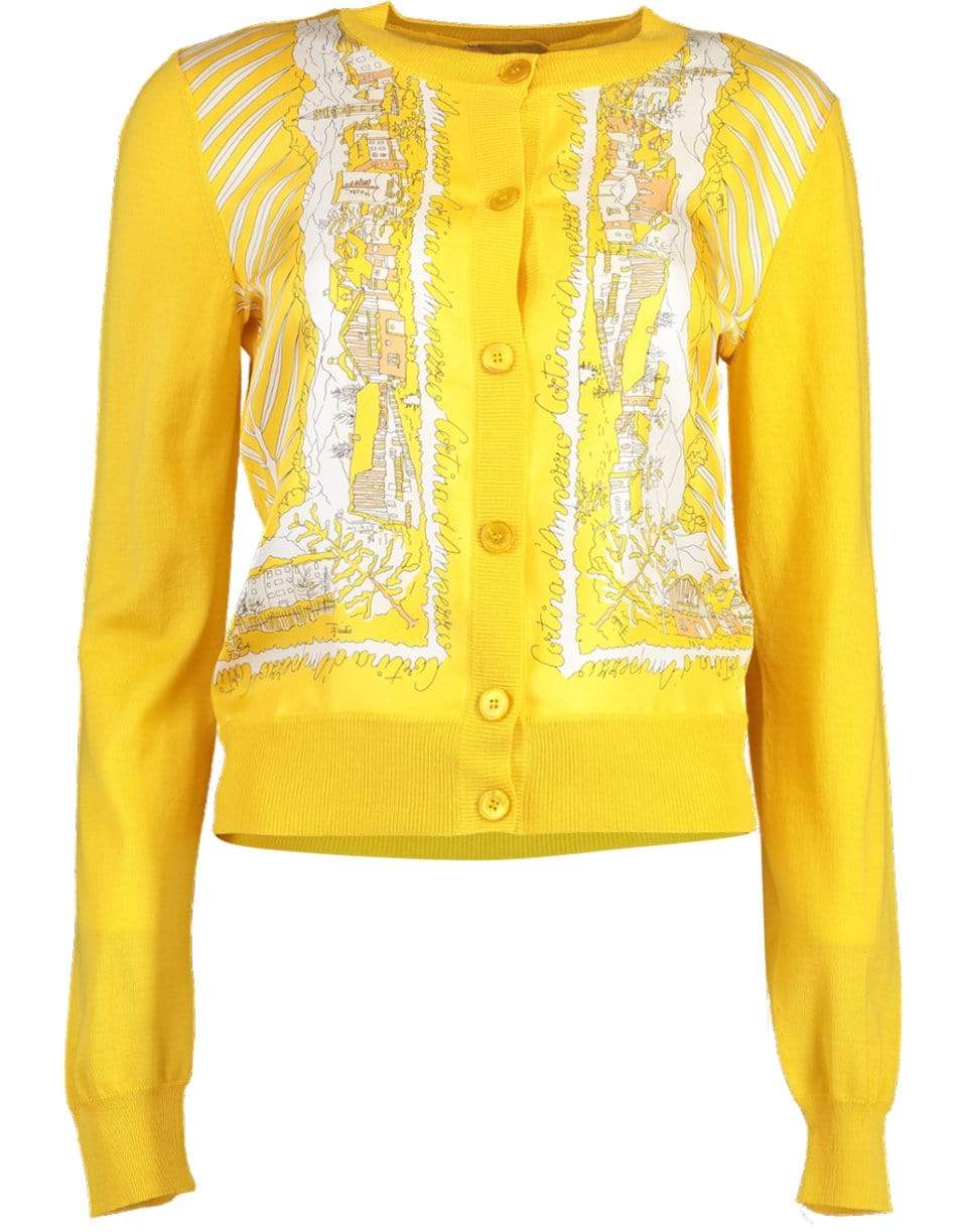 EMILIO PUCCI-Long Sleeve Silk Front Cardigan-