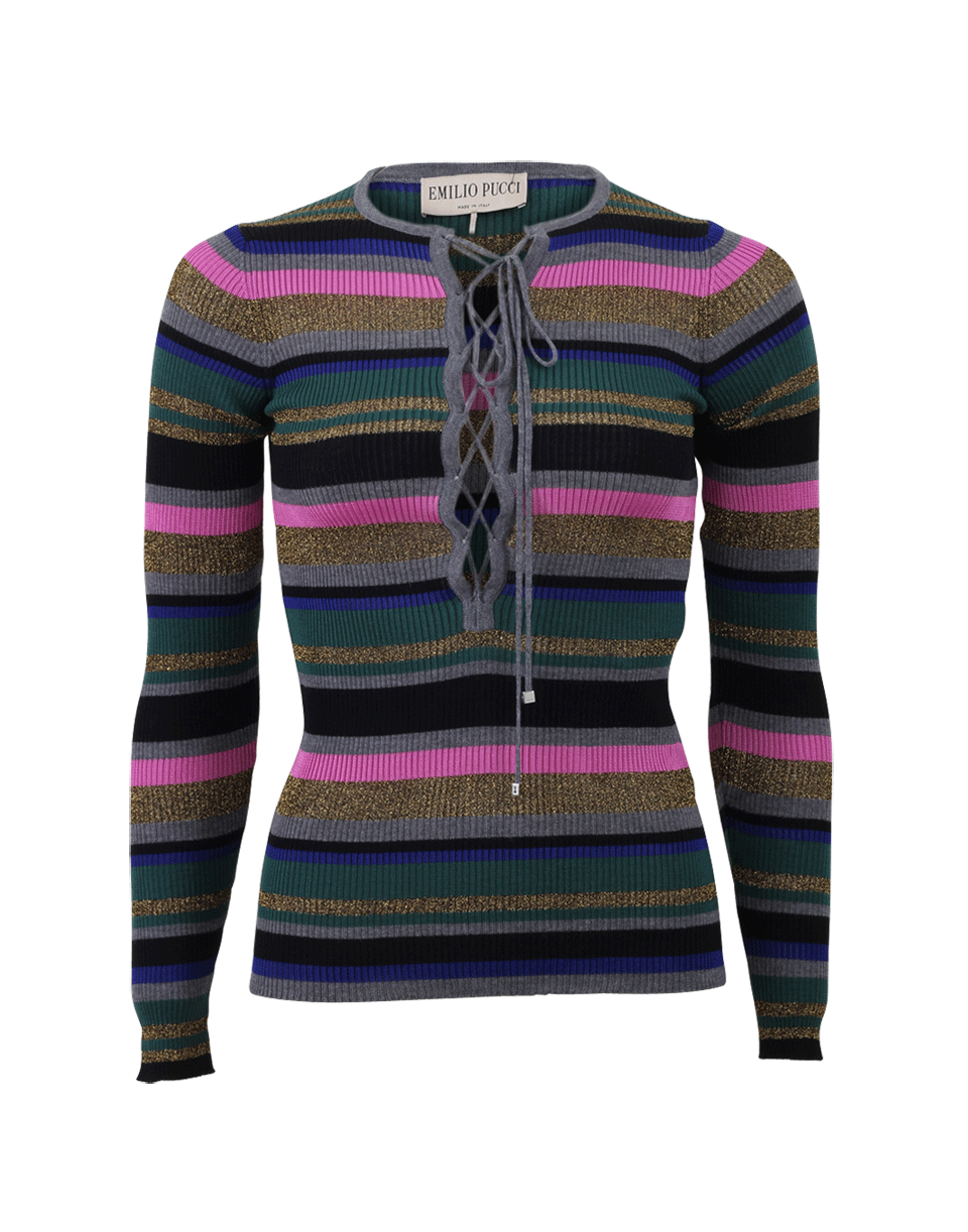 EMILIO PUCCI-Lace-Up Striped Knit-