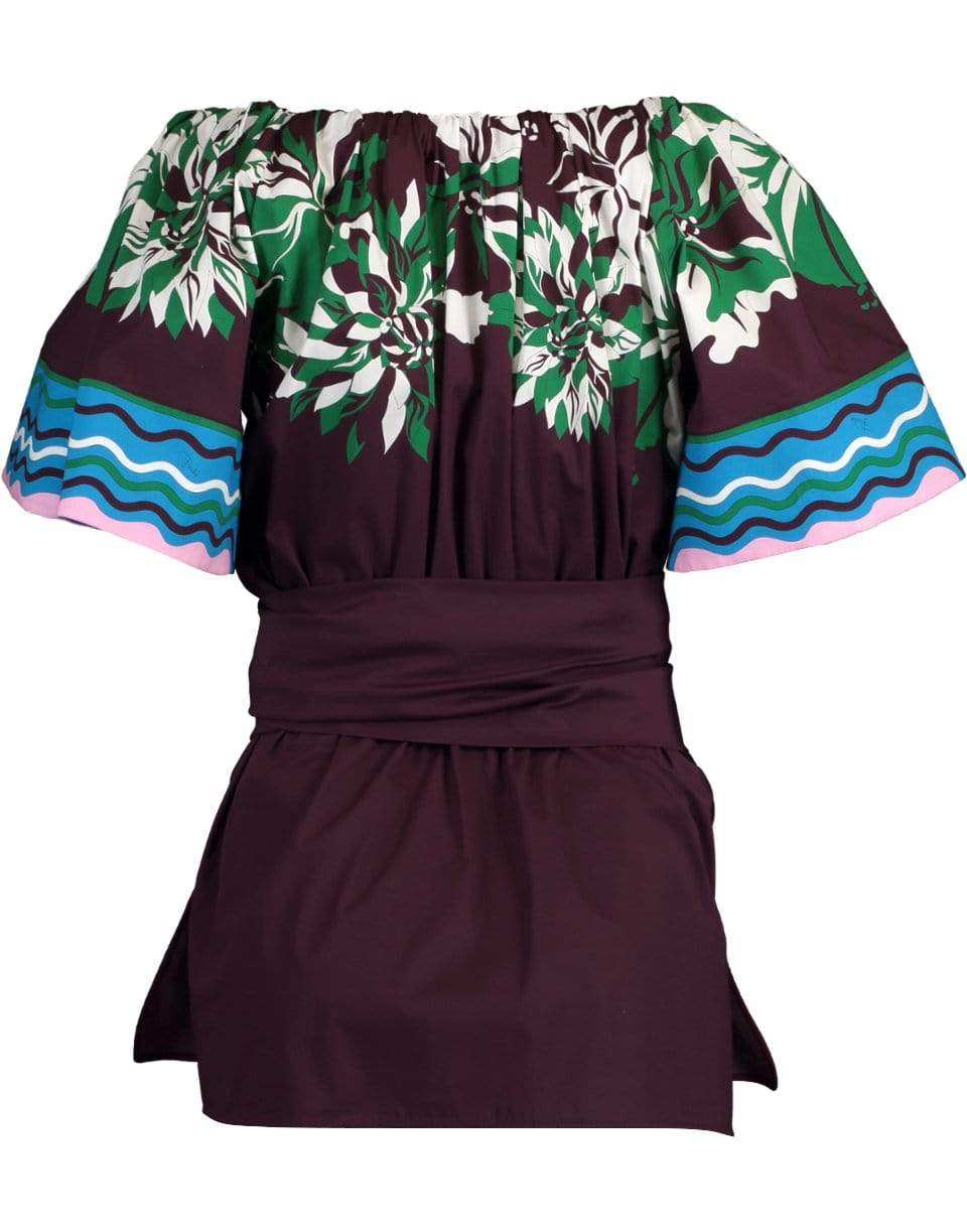 EMILIO PUCCI-Flutter Sleeve Printed Wrap Top-