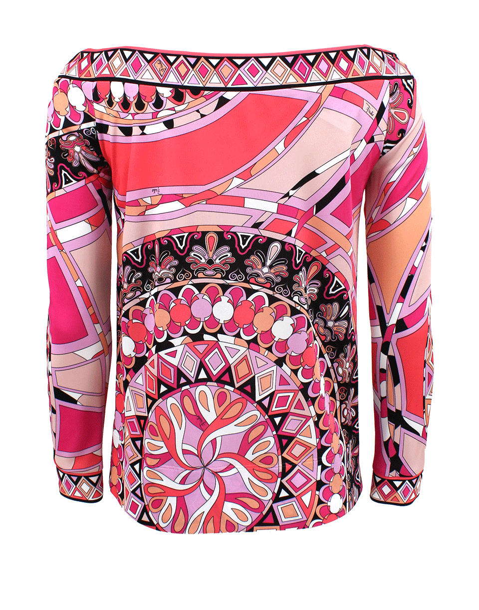 EMILIO PUCCI-Quarter Sleeve Bateau Neck Top-