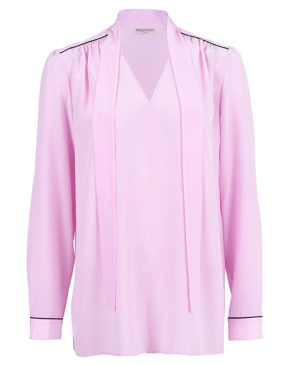 EMILIO PUCCI-V-Neck Top with Neck Tie-