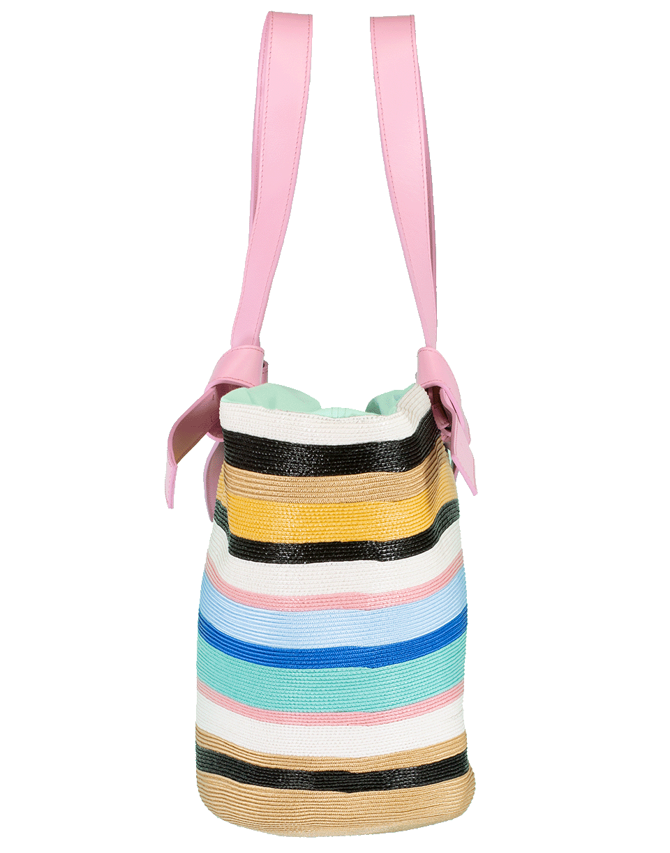 EMILIO PUCCI-Pink and Multi Color Striped Tote-BLUE/PNK