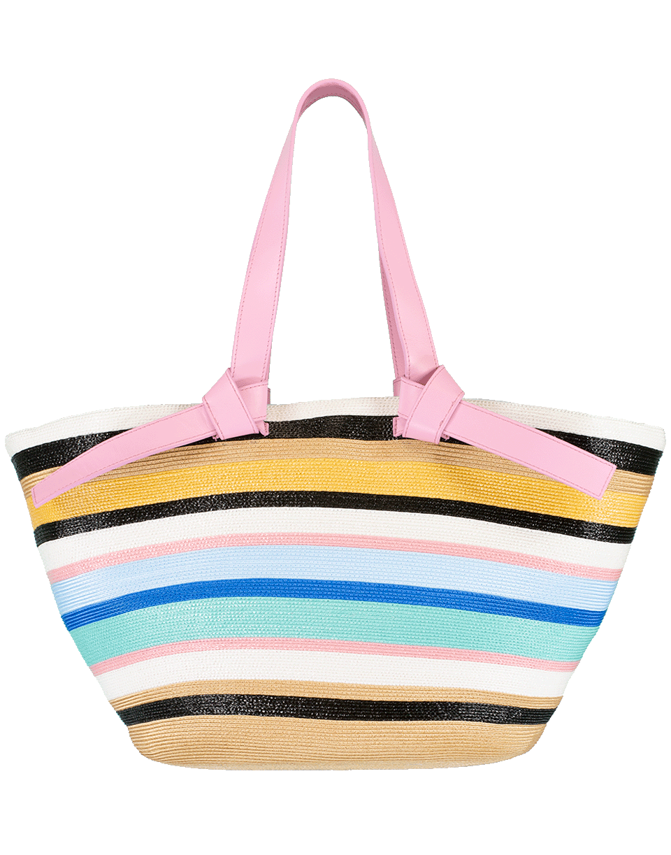 EMILIO PUCCI-Pink and Multi Color Striped Tote-BLUE/PNK