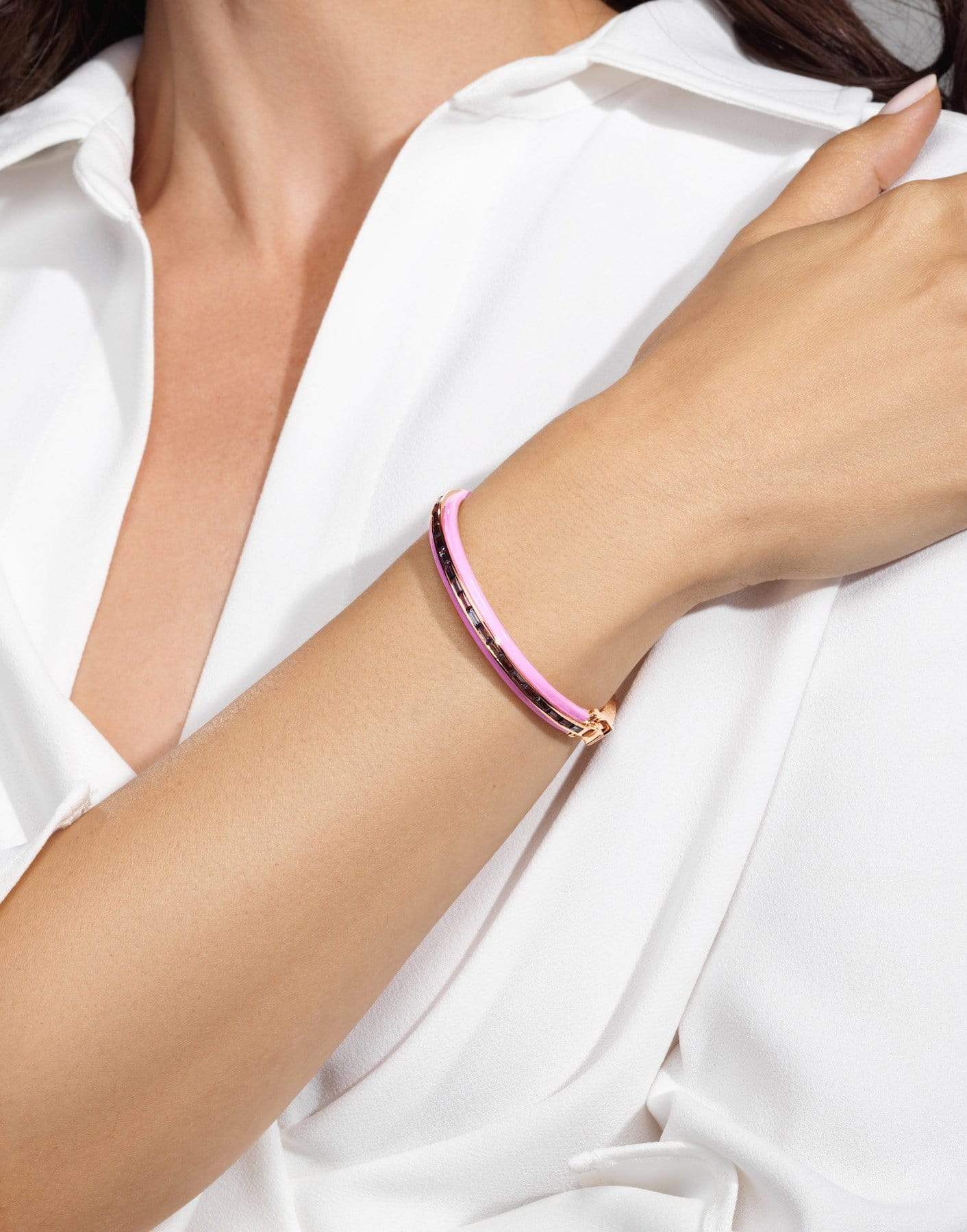 EMILY P WHEELER-Pink Enamel Tired Bracelet-ROSE GOLD