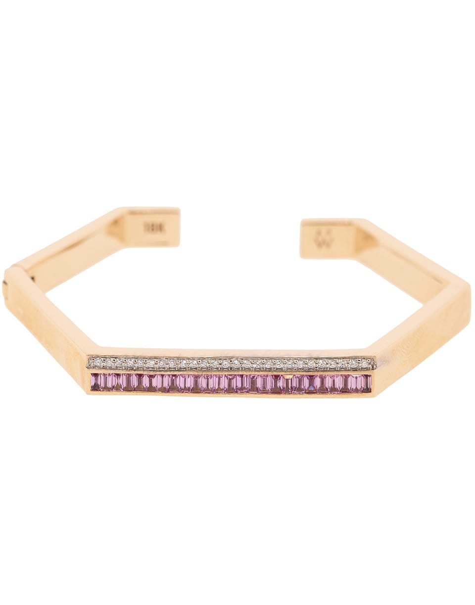 EMILY P WHEELER-Pink Sapphire and Diamond Hexagon Cuff-ROSE GOLD