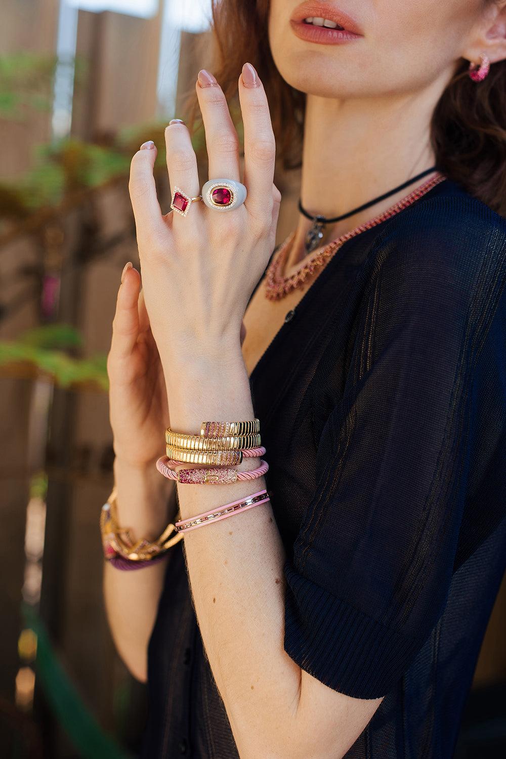 Navy Wrap Bracelet-YELLOW GOLD-M-JEWELRYFINE JEWELBRACELET O-EMILY P WHEELER
