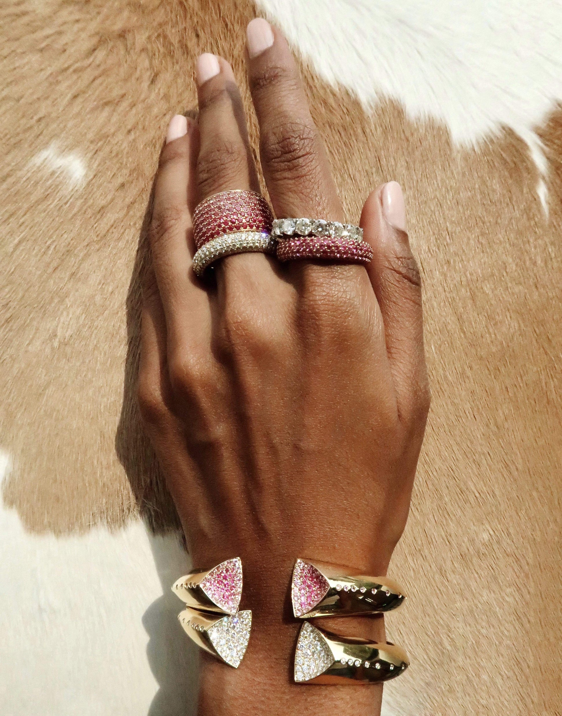 EMILY P WHEELER-Pink Sapphire Geode Cuff-YELLOW GOLD