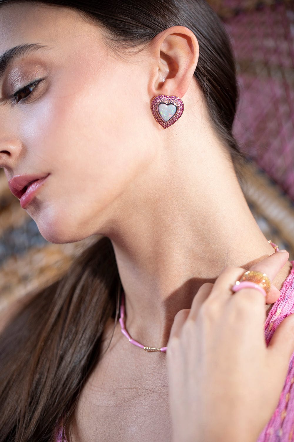 EMILY P WHEELER-Opal Heart Earrings-ROSE GOLD