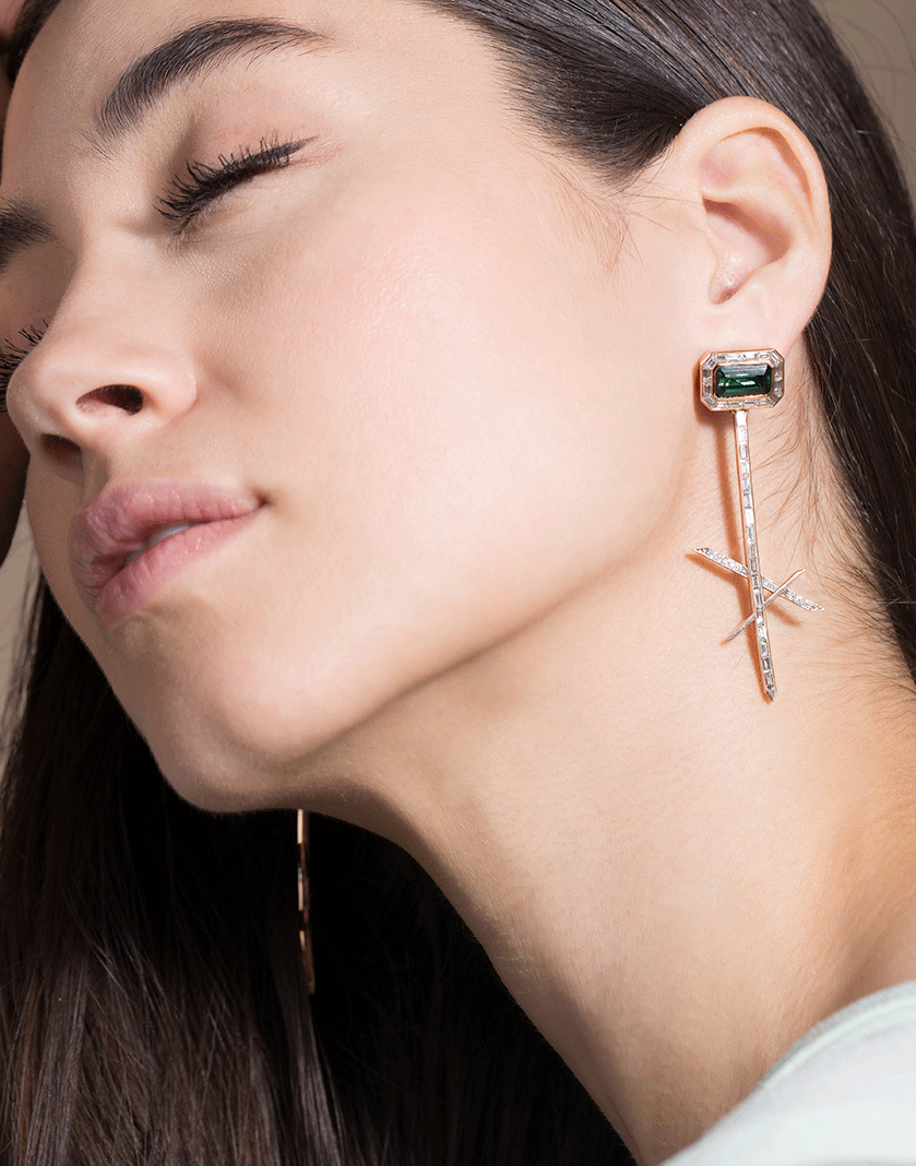 EMILY P WHEELER-Tourmaline X Drop Earrings-ROSE GOLD