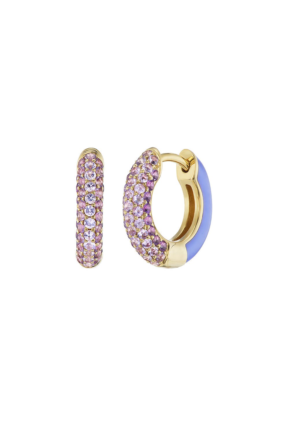 EMILY P WHEELER-Baby Duo Amethyst Hoop Earrings-YELLOW GOLD
