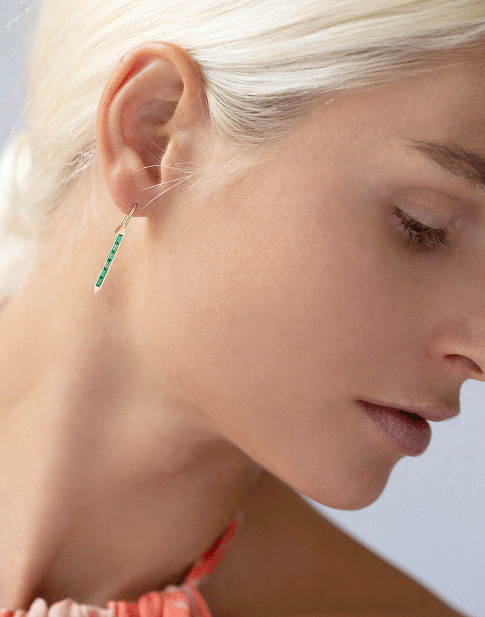 EMILY P WHEELER-Emerald Line Earrings-YELLOW GOLD