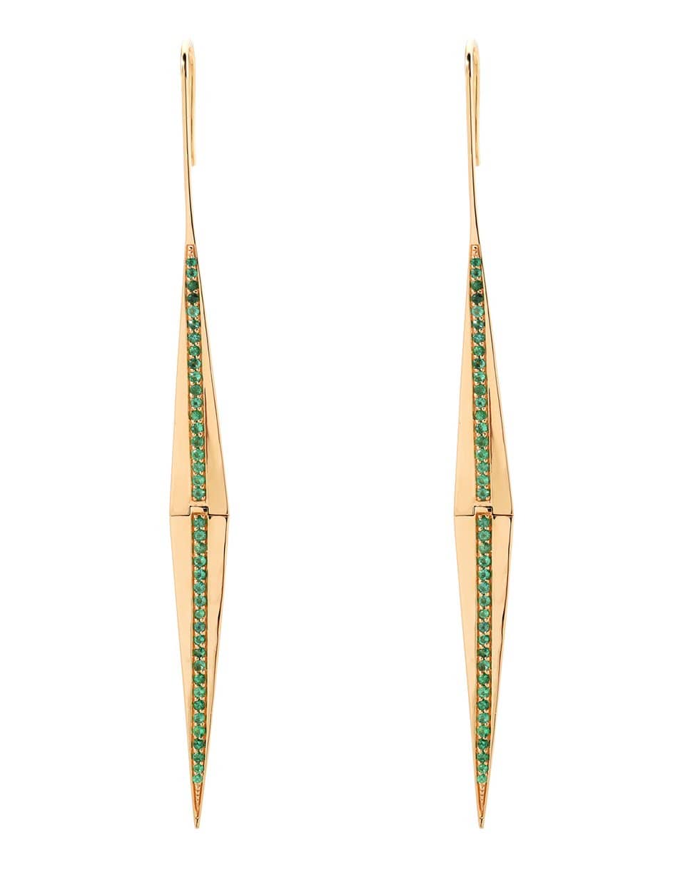 EMILY P WHEELER-Emerald Split Earrings-YELLOW GOLD