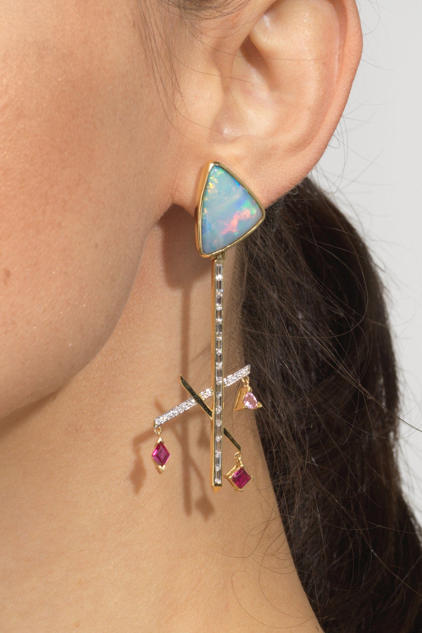 EMILY P WHEELER-Opal X Earrings-YELLOW GOLD