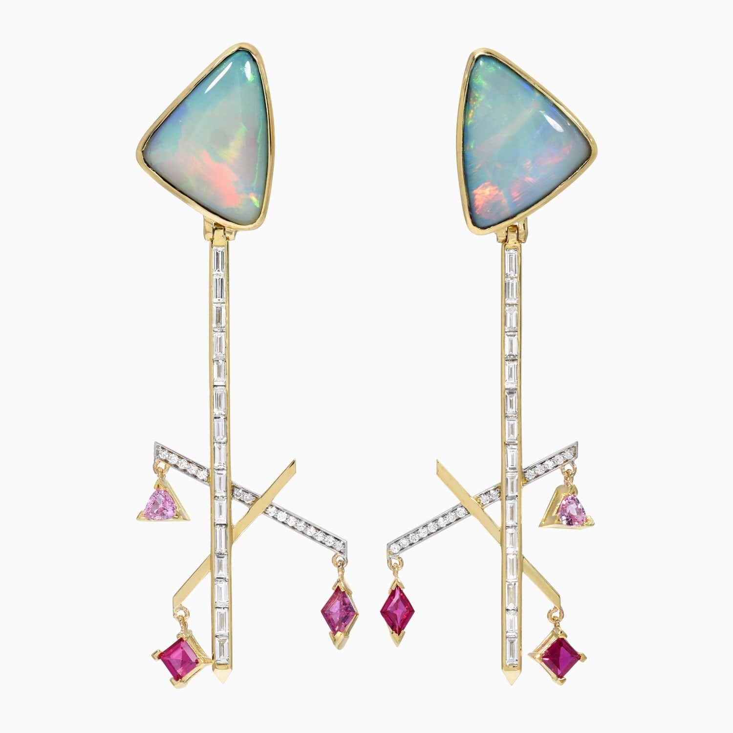 EMILY P WHEELER-Opal X Earrings-YELLOW GOLD