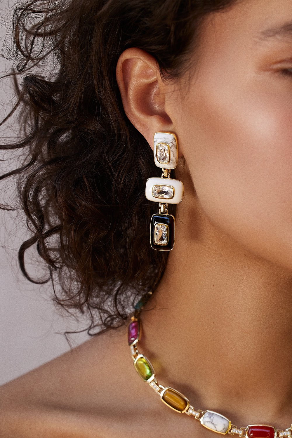 EMILY P WHEELER-Patchwork Earrings-YELLOW GOLD