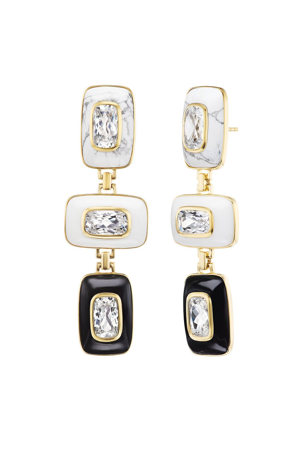 EMILY P WHEELER-Patchwork Earrings-YELLOW GOLD