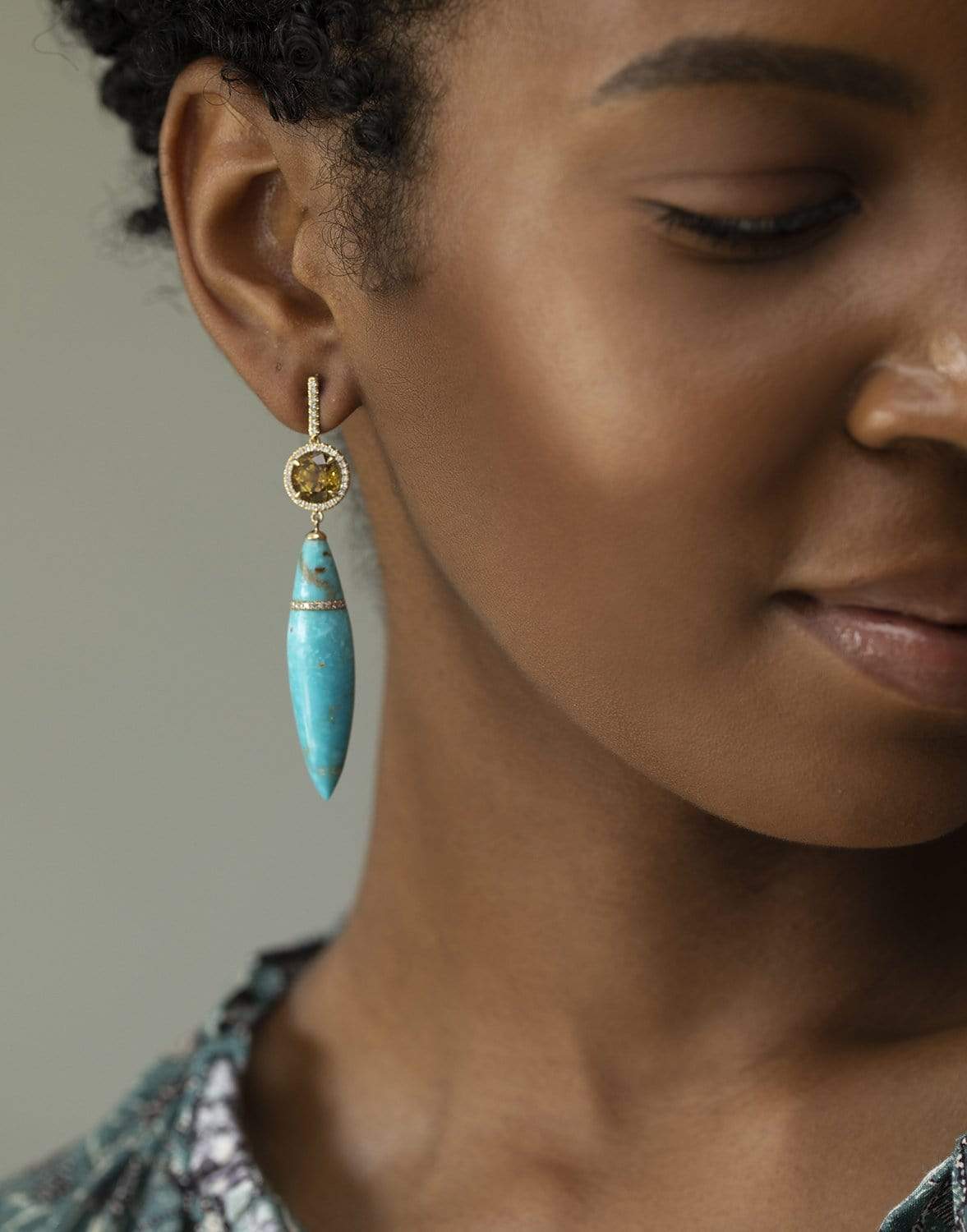 EMILY P WHEELER-Persian Turquoise Earrings-YELLOW GOLD